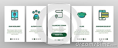 Online Taxi Onboarding Elements Icons Set Vector Vector Illustration