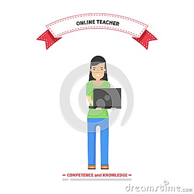 Online Teacher Competence and Knowledge Vector Illustration