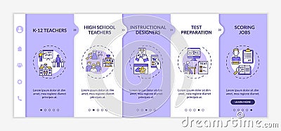 Online teaching jobs types onboarding vector template Vector Illustration