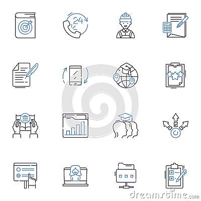 Online teaching line icons collection. Virtual, Remote, Digital, E-learning, Distance, Web-based, Interactive vector and Vector Illustration