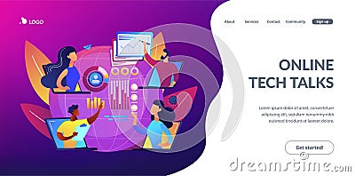 Online tech talks concept landing page Vector Illustration