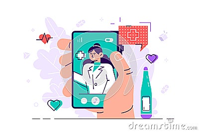 Online tele medicine concept Vector Illustration