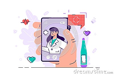 Online tele medicine concept Vector Illustration