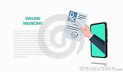 Online tele medicine, drugstore, pharmacy concept. Vector Illustration