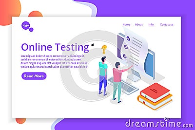 Online testing,E-learning, education isometric concept. Vector Illustration