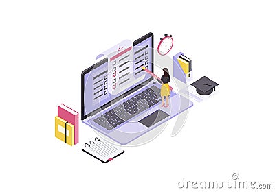 Online testing isometric color vector illustration Vector Illustration