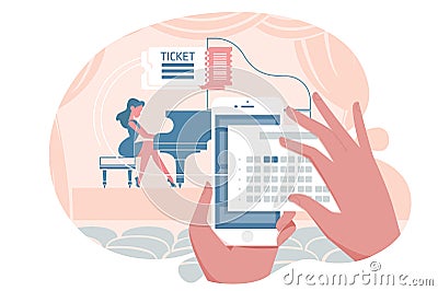 Online ticket for concert Vector Illustration