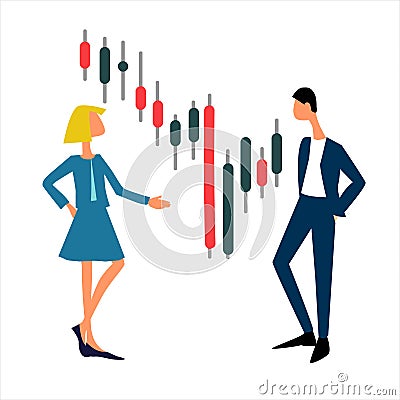 Online trading platform, brokerage, investment concept. Flat design Vector Illustration