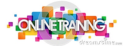 ONLINE TRAINING colorful overlapping squares banner Stock Photo