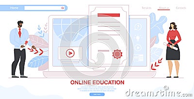 Online Training Courses, Retraining Specialization Vector Illustration
