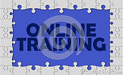 Online training with jigsaw border Stock Photo