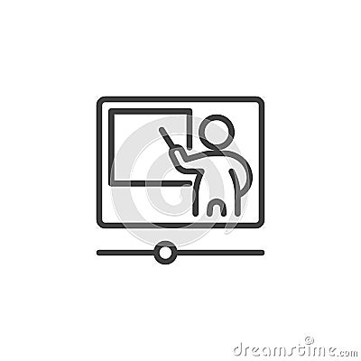 Online training line icon Vector Illustration