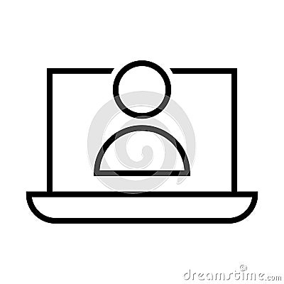 Online training process icon in flat style. Webinar seminar vector illustration on white isolated background. E-learning business Vector Illustration