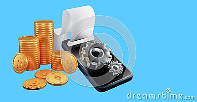 Online transaction via smartphone, sent and receive coins and online payment concept. 3d illustration Cartoon Illustration