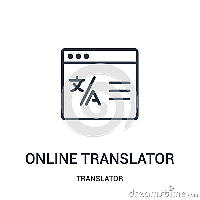 online translator icon vector from translator collection. Thin line online translator outline icon vector illustration. Linear Vector Illustration