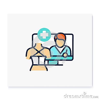 Online trauma care color icon Vector Illustration