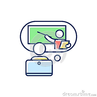 Online tutor RGB color icon Vector Illustration