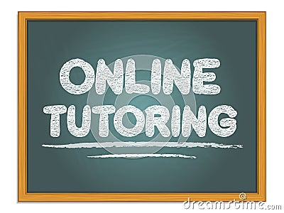 Online tutoring white chalk lettering on chalkboard Vector Illustration