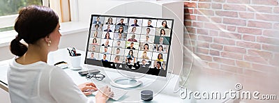 Online Video Conference Call Stock Photo