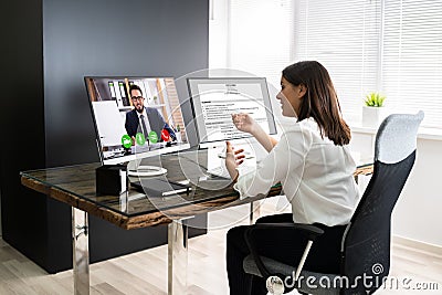 Online Video Conference Job Interview Meeting Stock Photo