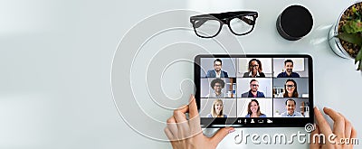 Online Video Conference Meeting Call Or Webinar Stock Photo