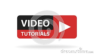 Online video tutorials education button. Play lesson concept. Vector illustration Cartoon Illustration