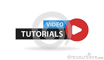 Online video tutorials education button. Play lesson concept. Vector illustration Cartoon Illustration