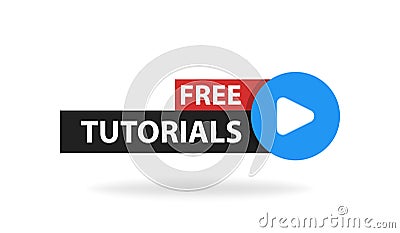 Online video tutorials education button. Play lesson concept. Vector illustration Cartoon Illustration