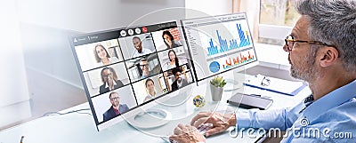 Online Virtual Learning Conference Meeting Stock Photo