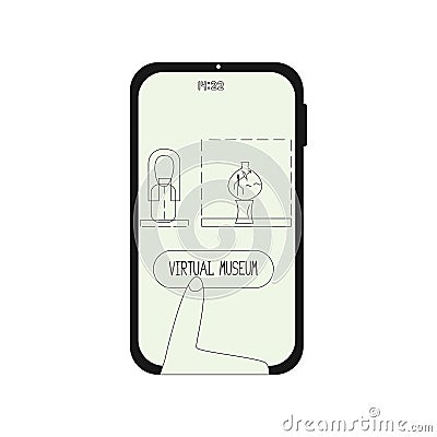 Online virtual museum on the phone, illustration Vector Illustration
