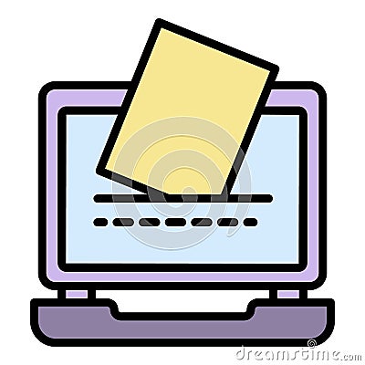 Online vote mail icon color outline vector Vector Illustration