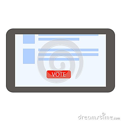 Online vote tablet icon, flat style Vector Illustration