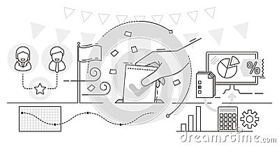 Online voting, outline concept vector illustration Vector Illustration