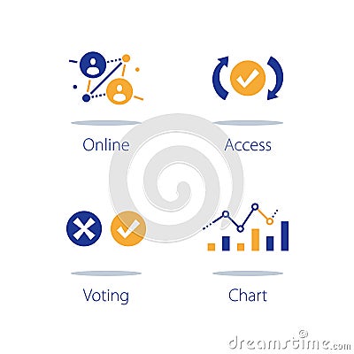 Online voting, personal data collecting and processing, system testing, information analysis Vector Illustration