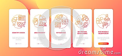 Online voting requirements onboarding mobile app page screen with concepts Vector Illustration