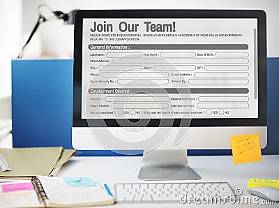 Online Web Job Application Form Concept Stock Photo