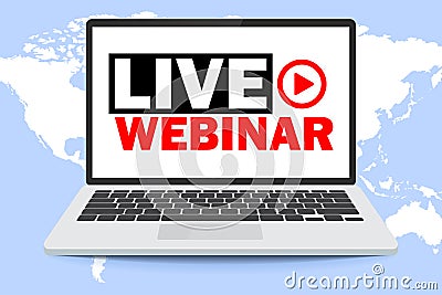 Online webinar. Video tutorials and courses. Internet seminar. Internet conference. web consultation, web confe Vector Illustration