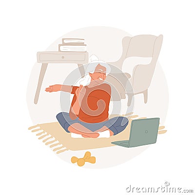 Online workout for seniors abstract concept vector illustration. Vector Illustration