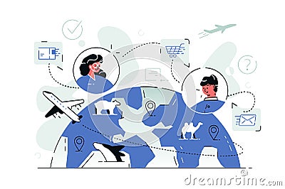 Online worldwide shopping Vector Illustration