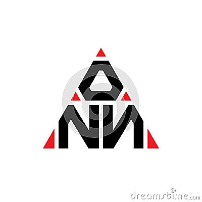 ONN triangle letter logo design with triangle shape. ONN triangle logo design monogram. ONN triangle vector logo template with red Vector Illustration