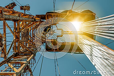 Onshore land rig in oil and gas industry. Stock Photo
