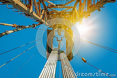 Onshore land rig in oil and gas industry. Stock Photo