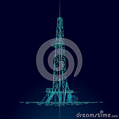 Onshore Oil Gas Drilling Rig. Raw material economy finance business concept. Petroleum industrial well machine ecology Vector Illustration