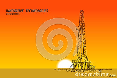 Onshore Oil Gas Drilling Rig. Raw material economy finance business concept. Petroleum industrial well machine ecology Vector Illustration