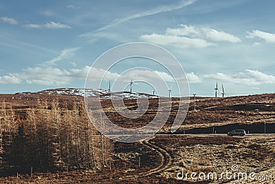 An onshore wind farm in the Scottish Highlands Stock Photo