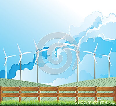 Onshore wind turbines Stock Photo