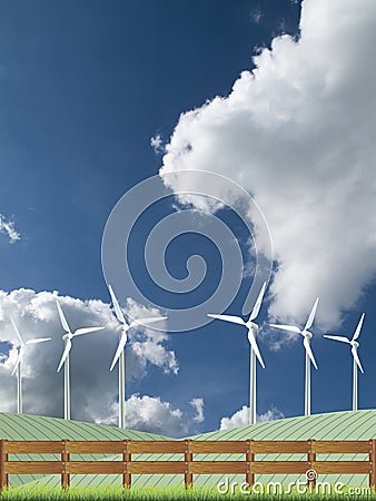 Onshore wind turbines Stock Photo