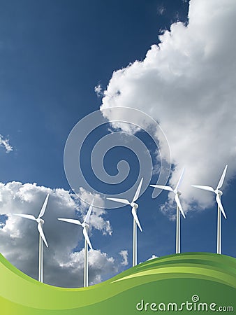 Onshore wind turbines Stock Photo