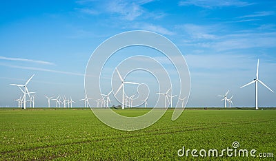 Onshore windmill power plant Stock Photo