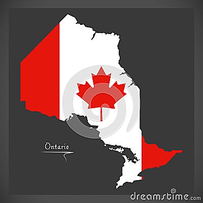 Ontario Canada map with Canadian national flag illustration Stock Photo